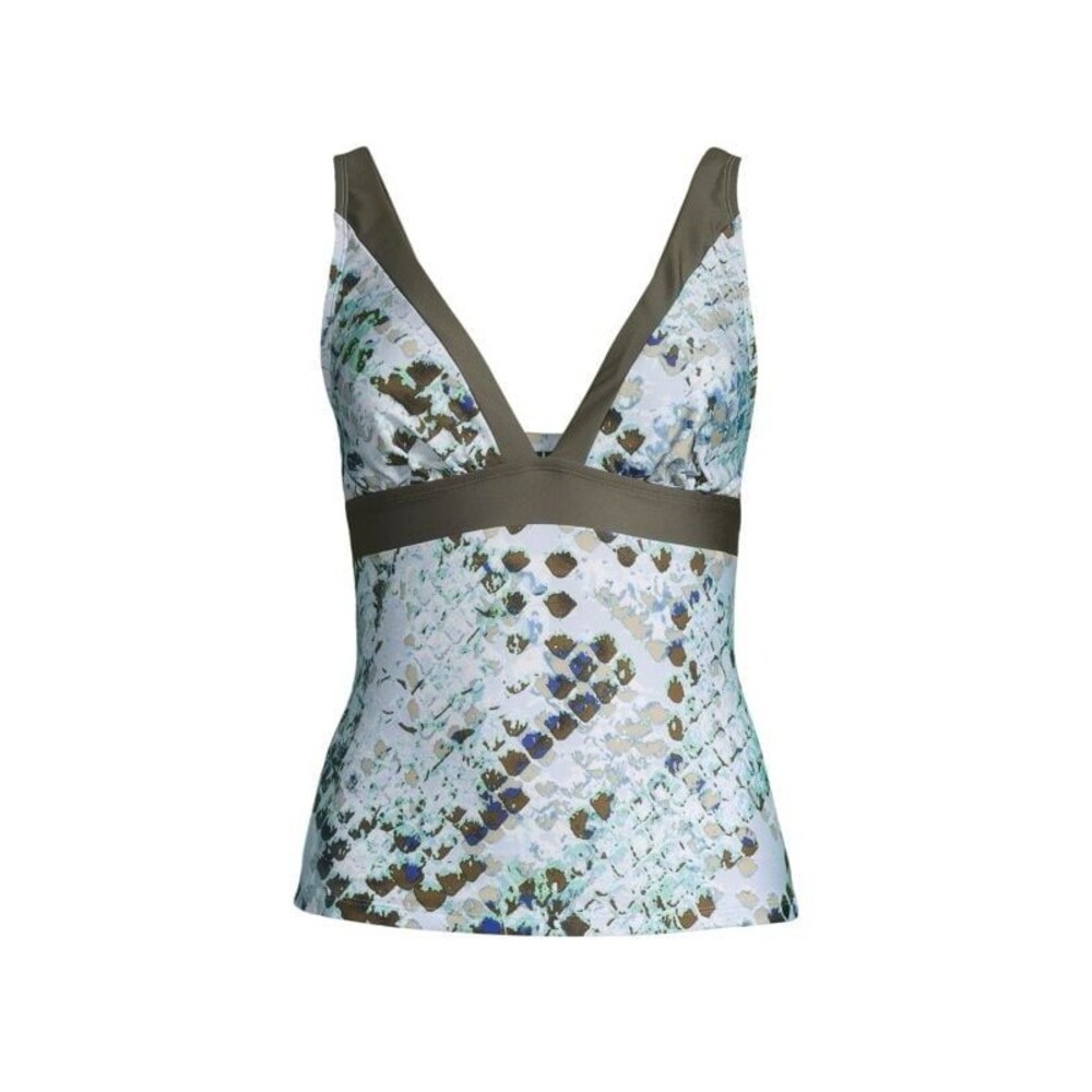 DKNY Printed V-Neck Tankini Top Size Medium